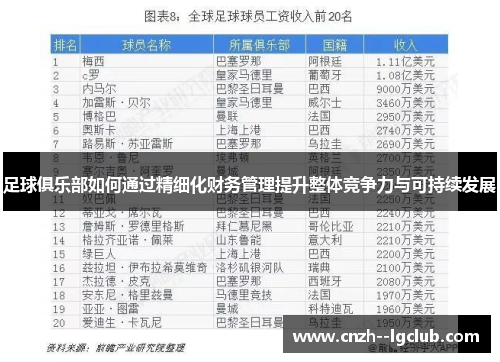 足球俱乐部如何通过精细化财务管理提升整体竞争力与可持续发展 足球俱乐部如何通过精细化财务管理提升整体竞争力与可持续发展